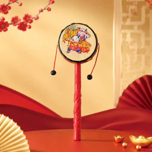 拨浪鼓婴儿玩具经典款手摇波鼓宝