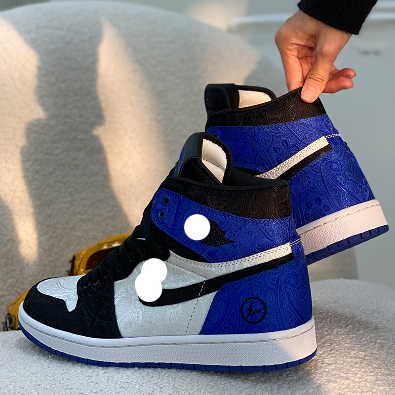 aj1蓝丝绸大闪电客制 21kcustom 球鞋定制 换皮diy中国风丝绸婚鞋