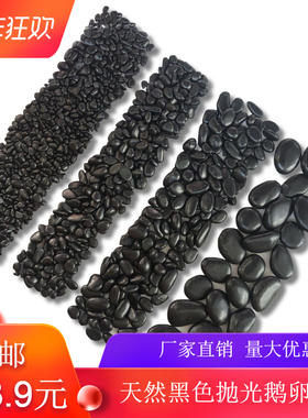 天然小黑色石雨花石鹅卵石花盆园艺鱼缸装饰石子铺地装饰园林石头
