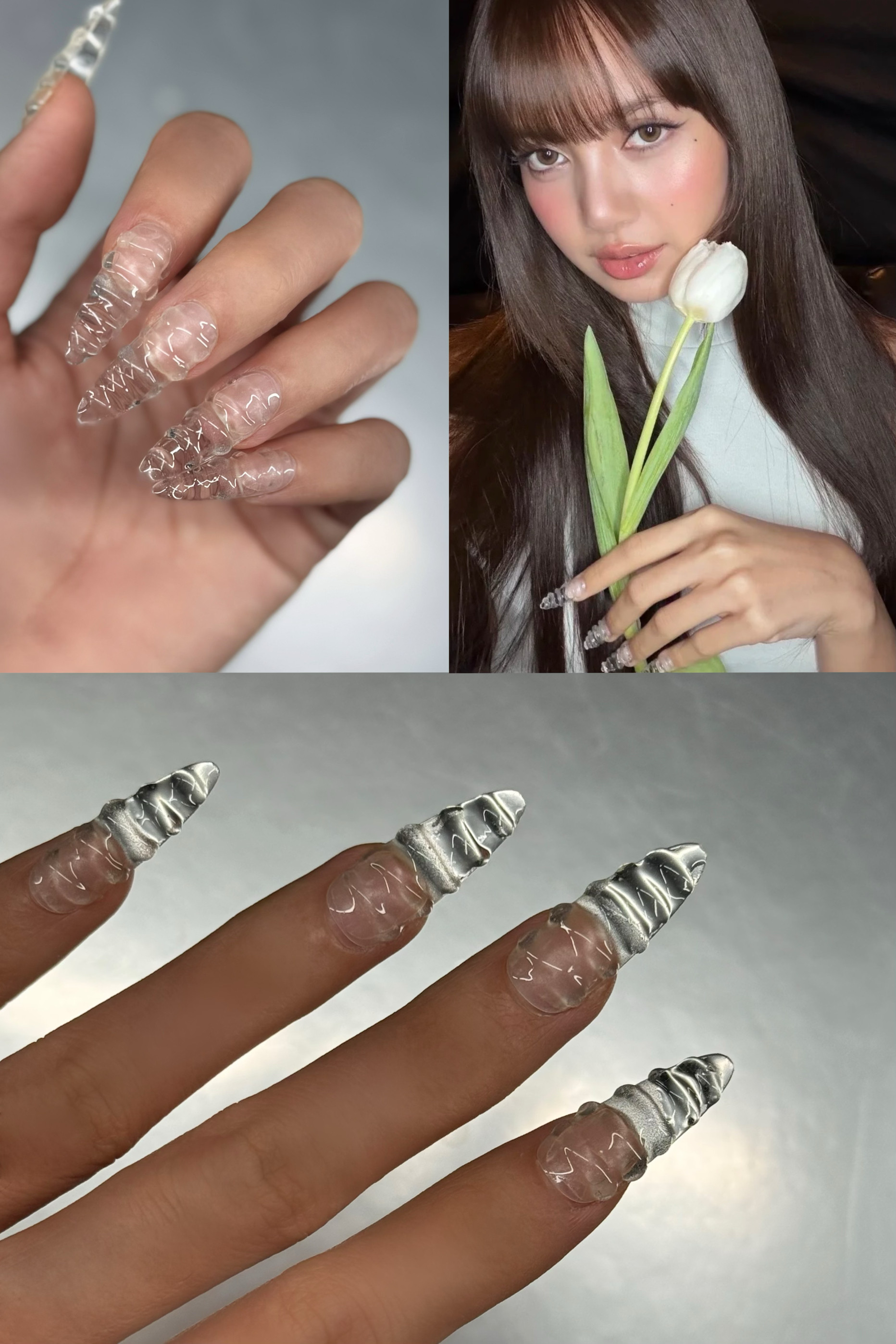 lisa明显同款穿戴甲美甲透明高级甲片韩系kpop