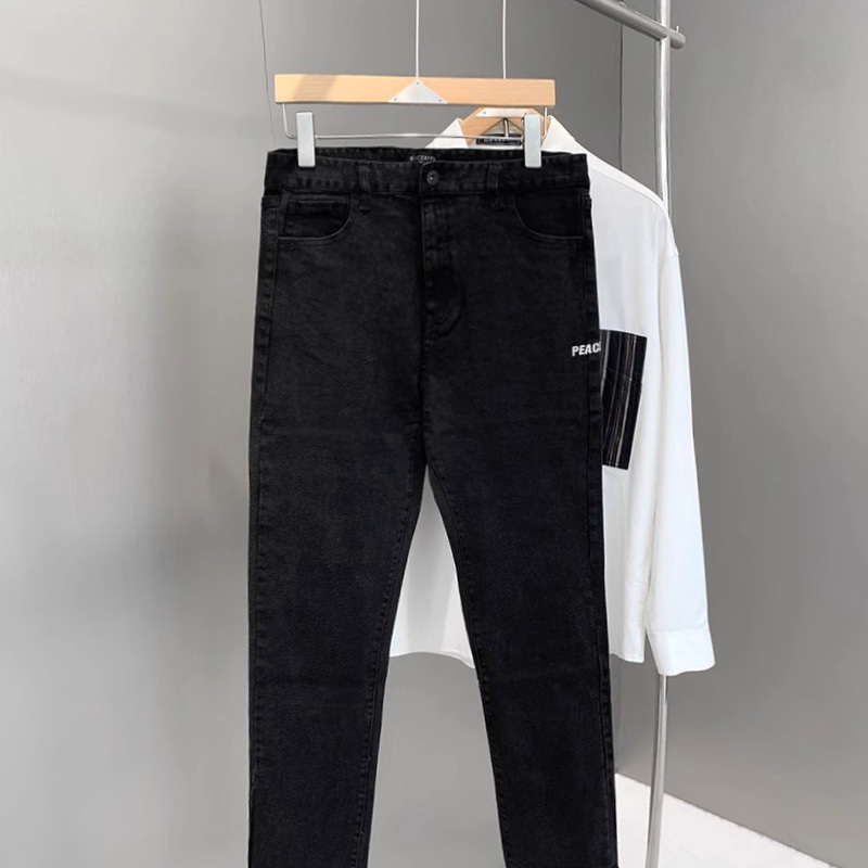 少量！时尚潮牌 男士弹力黑色水洗 九分牛仔裤 9378
