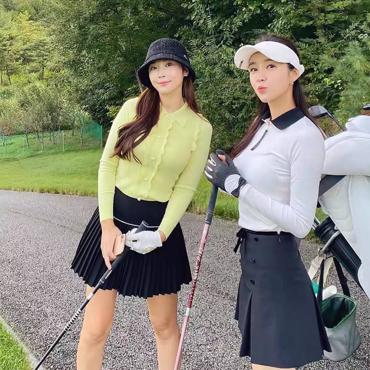 秋冬女士高尔夫服装 韩版FL针织外套POLO衫弹力速干长袖T恤衫上衣