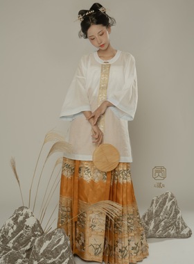 无贰集【谦谦】仿妆花织金马面裙黄绿色梅兰竹菊明制国风原创汉服