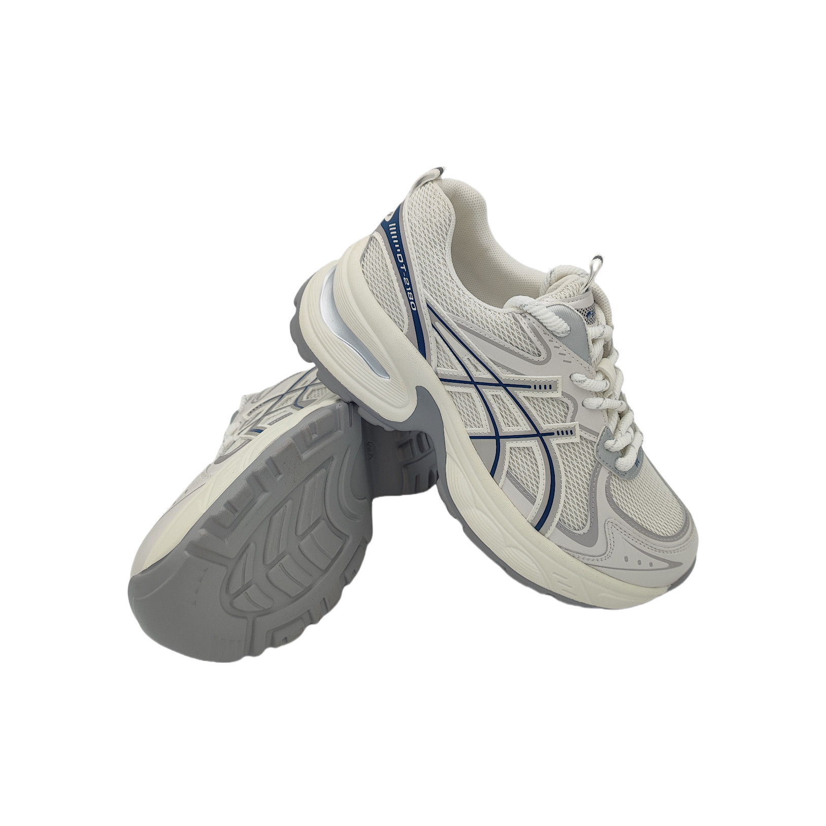 香香莉鞋女2024秋季新款网纱透气跑步鞋真皮纹显瘦系带休闲运动鞋