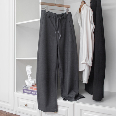 时尚通勤双股腰带香蕉裤弯弯西裤