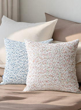 默色空间点彩双面抱枕杏粉色雾蓝靠垫小香风雪尼尔含羽丝棉芯靠枕