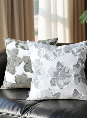 默色空间新中式素雅提花双面图案抱枕卧室客厅新国风沙发腰枕靠垫