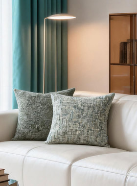 默色空间小香风莫奈彩抱枕中古风雪尼尔沙发大靠垫新中式青绿揽枕