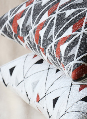 默色空间雪尼尔几何网格双面抱枕英伦风45cm客厅沙发波西米亚靠垫