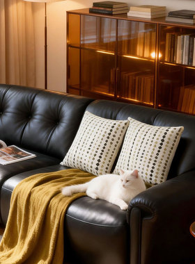 默色空间翠韵玄律刺绣双面抱枕复古高级感棉麻腰枕包豪斯沙发靠垫