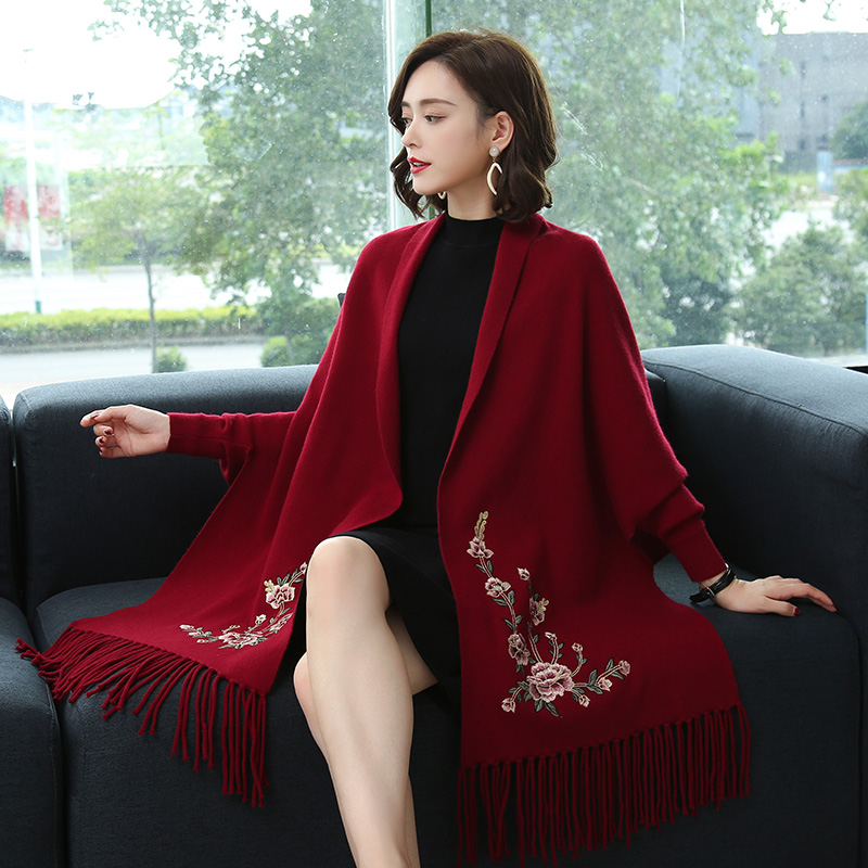 羊毛斗篷加厚女春秋冬