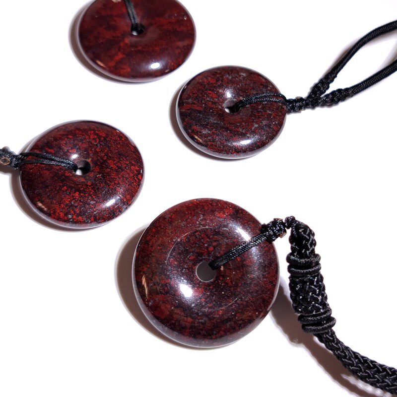 天然桂林鸡血玉面包圈吊坠玉石面包扣挂件男女饱满款金砂鸡血