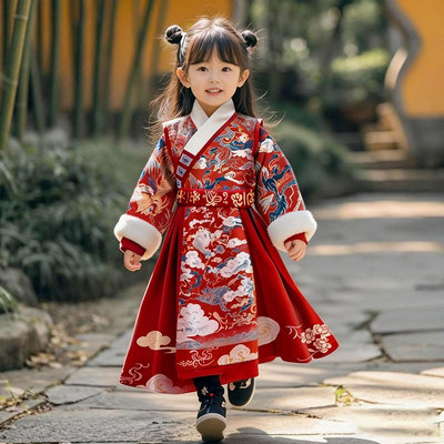 2026新款女童汉服唐装拜年服冬装