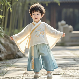 新中式男童汉服套装春装儿童古装小少爷唐装小男孩帅气国风演出服