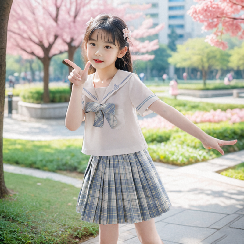 女童jk百褶裙套装2026新款夏季儿童学院风连衣裙两件套裙子薄款夏