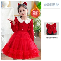 Красная флисовая заколка для волос с бантиком