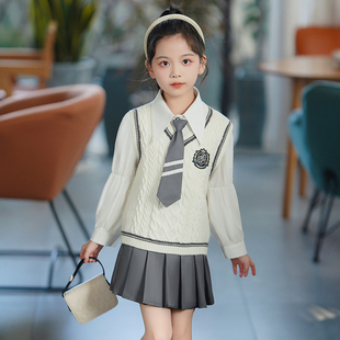 女童jk制服巨好看套装 儿童学院风百褶裙秋冬裙子小女孩洋气公主裙