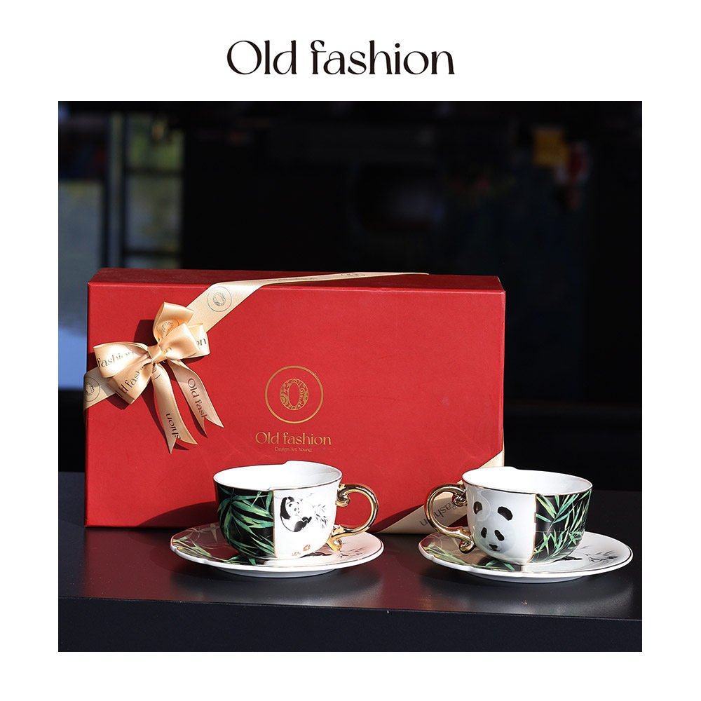 OLD FASHION ｜熊猫礼品送老外 文创陶瓷咖啡杯套装 国宝伴手礼