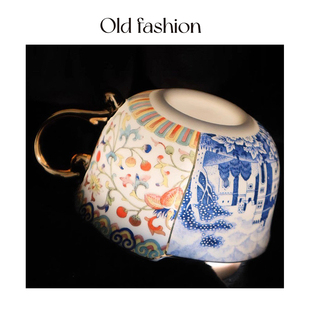 出口英国斗彩青花咖啡杯欧式 下午茶轻奢杯碟骨瓷描金青花瓷礼盒装