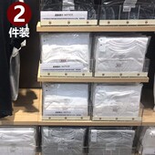 T恤纯棉无侧缝打底薄汗衫 2件装 天竺棉圆领 V领短袖 日式 高品质男士