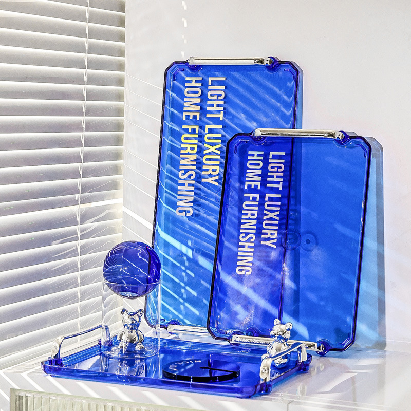 轻奢高颜值克莱因蓝带把手托盘