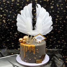 饰摆件唯美羽毛皇冠菱形生日派对蛋糕甜品台插件 天使翅膀蛋糕装