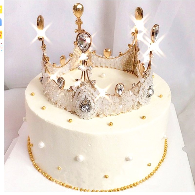 生日蛋糕装饰皇冠全圆公主陈紫函同款整环奢华手工水晶串珠王冠