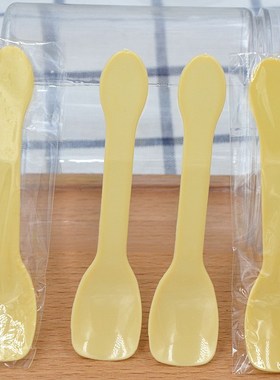 一次性独立包装黄色勺子/布丁勺/冰淇淋勺/MS3勺/甜品勺 100个