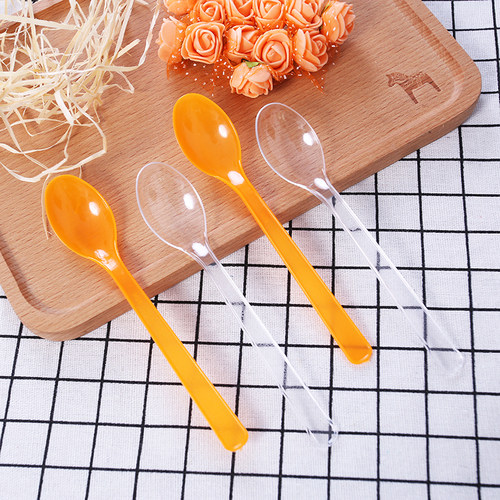 独立包装橙色一次性塑料勺子
