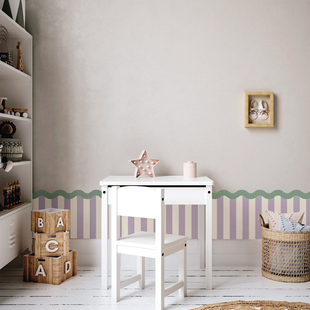 北欧风布纹墙纸自粘防水贴纸条纹踢脚线不透明门框儿童房墙贴装饰