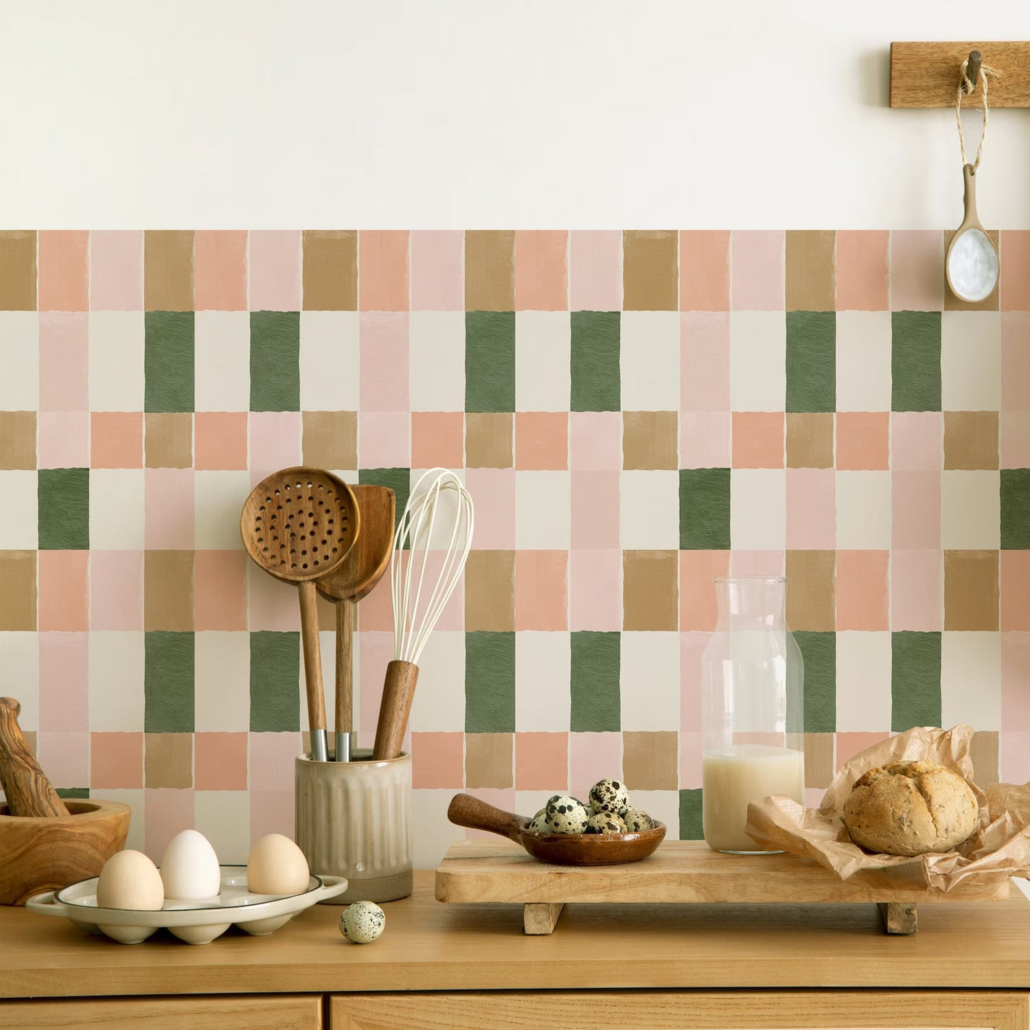 法式清新厨房卫生间地面翻新贴纸瓷砖改造防水防滑墙贴几何布置