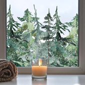 2026圣诞节森林玻璃贴纸卧室门窗户装 饰贴膜北欧奶茶店铺橱窗花