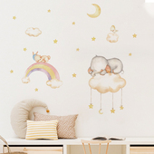 北欧ins网红儿童房幼儿园卡通动物墙贴纸温馨卧室装 饰自粘贴画