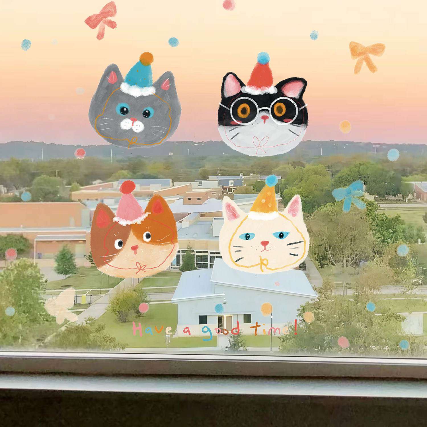 北欧防撞波点猫咪玻璃贴纸静电贴门贴橱窗装饰贴玻璃贴,家居饰品,玻璃膜/贴,淘宝优惠券,粉丝福利购,淘宝优惠卷