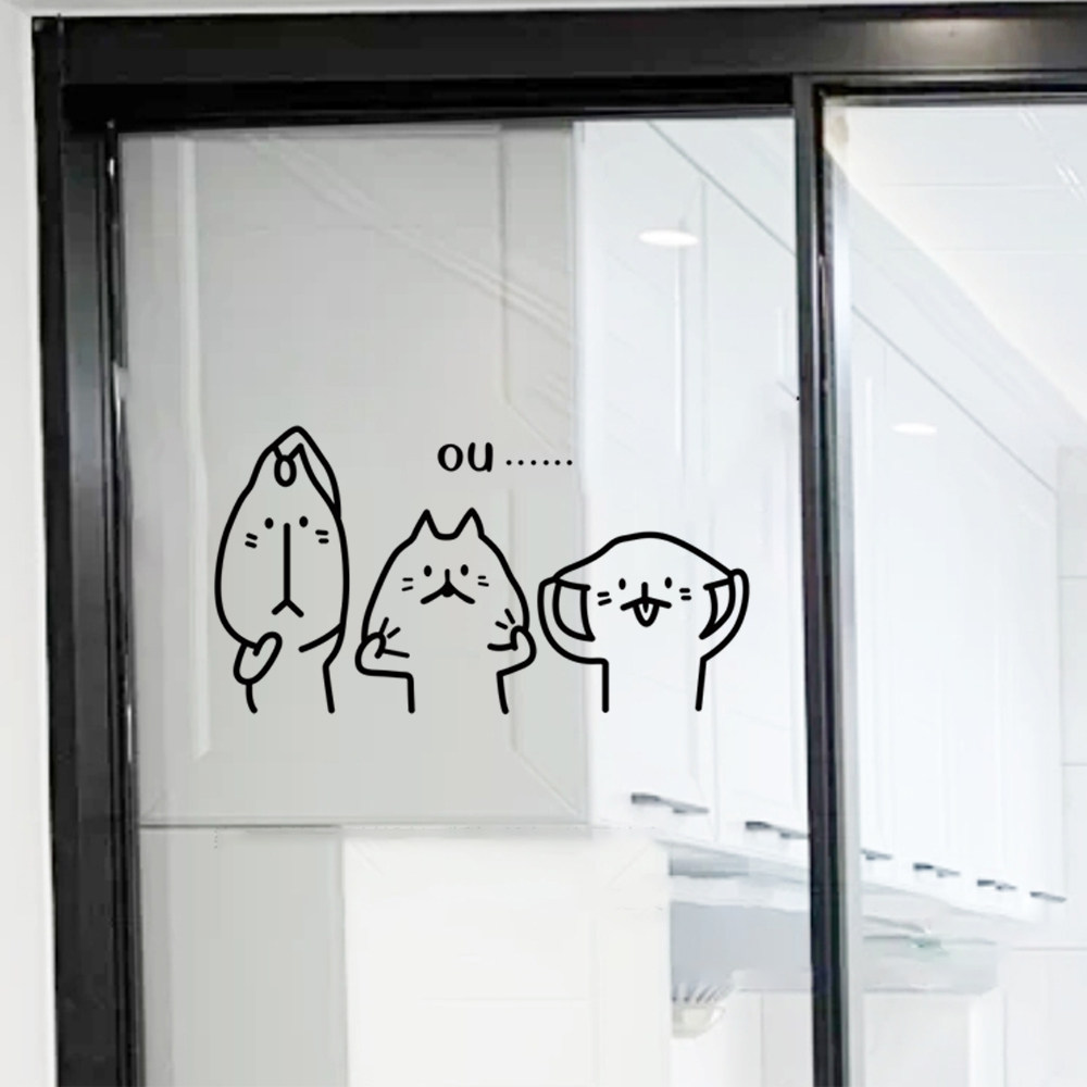 创意个性捏脸防水小猫墙壁贴纸柜子玻璃移动门防撞贴宠物店装饰,家居饰品,软装墙贴,淘宝优惠券,粉丝福利购,淘宝优惠卷
