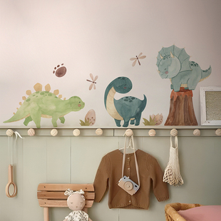 北欧ins男孩房墙壁儿童房卧室DIY卡通恐龙宝宝PVC自粘贴画