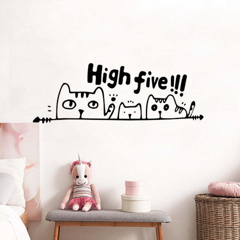 high five可爱图案 儿童房幼儿园宠物店玻璃门橱窗装饰背景墙贴