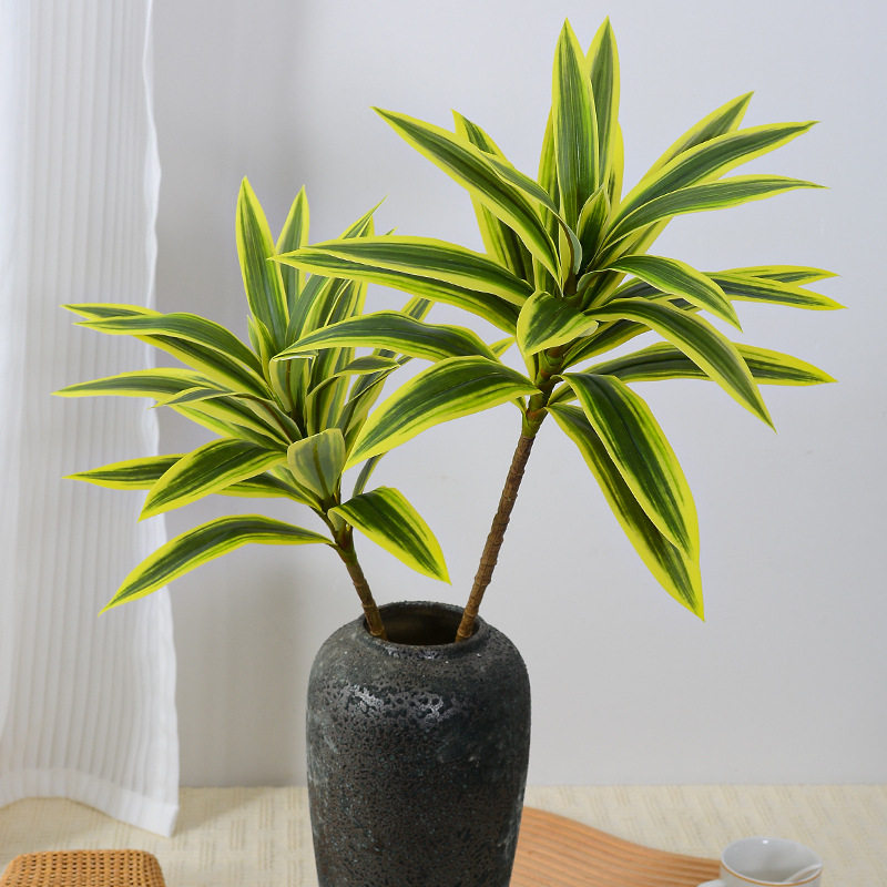 金边百合竹 仿真花仿真绿植假植物黄金兰花叶龙舌兰家居装饰婚庆