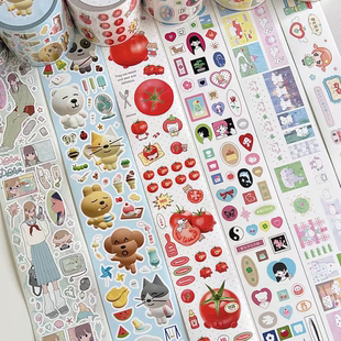 北北村原创古早水底人番茄建模小动物装饰印章切膜贴纸卷手帐拼贴