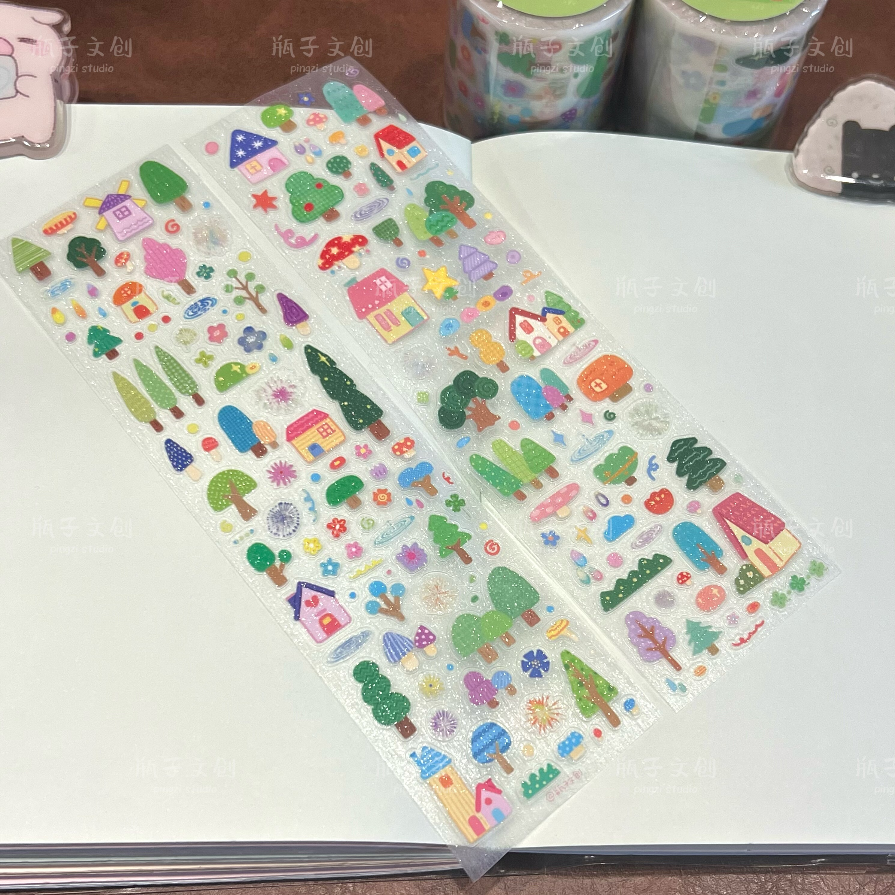 分装-瓶子文创蔓春拾光点缀贴纸卷盐甜系森系手帐胶带双透拉丝闪,文具电教/文化用品/商务用品,和纸胶带,淘宝优惠券,粉丝福利购,淘宝优惠卷