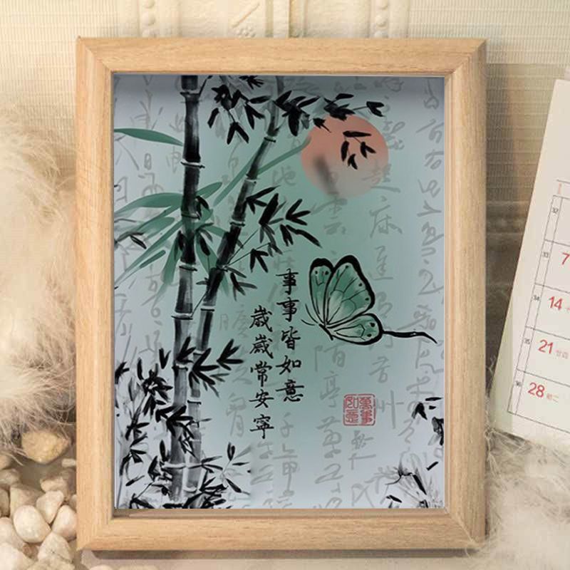 蝴蝶水墨画中国风祝福相框字画摆台桌面创意艺术画框房间装饰摆件图片