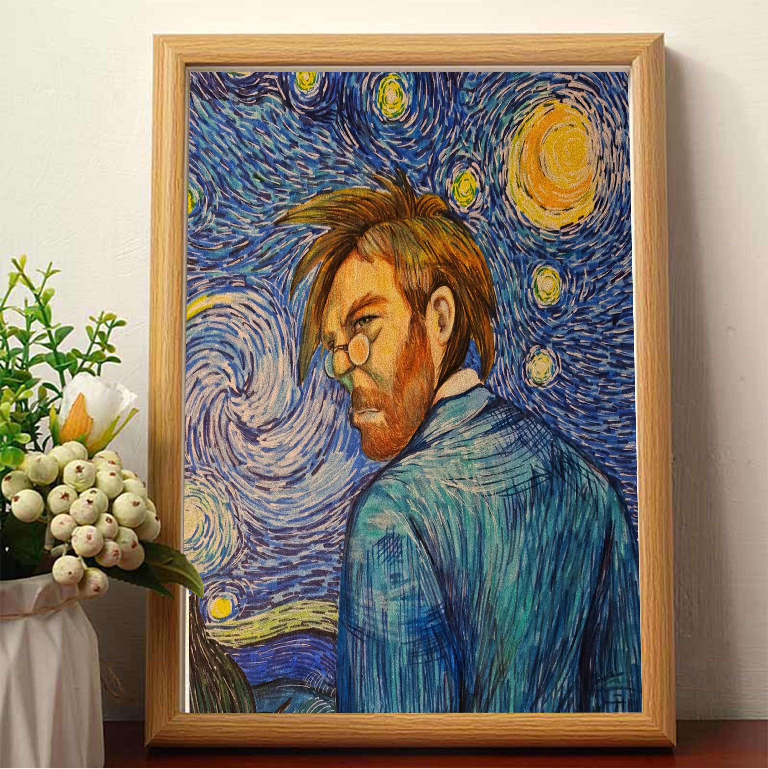 梵爹自画像恶搞梵高世界名画相框名家真迹客厅卧室玄关柜子摆画潮,家居饰品,相框/画框,淘宝优惠券,粉丝福利购,淘宝优惠卷