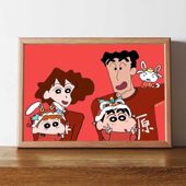 兔年蜡笔小新全家福相框客厅桌面摆画蜡笔小新照片卧室壁画摆件潮