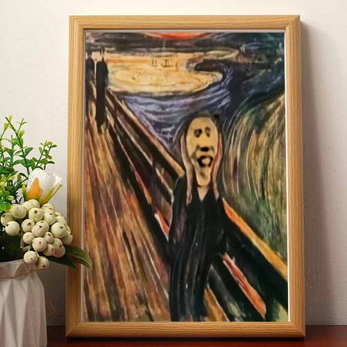 油画名画蔡徐坤搞笑挂画