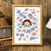 幸福很简单桌面治愈系相框女孩房间装 饰摆台客厅玄关挂画情侣送礼