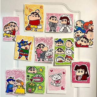 蜡笔小新油画棒网红拍照背景墙面装 饰宿舍卡通海报潮 饰海报房间装