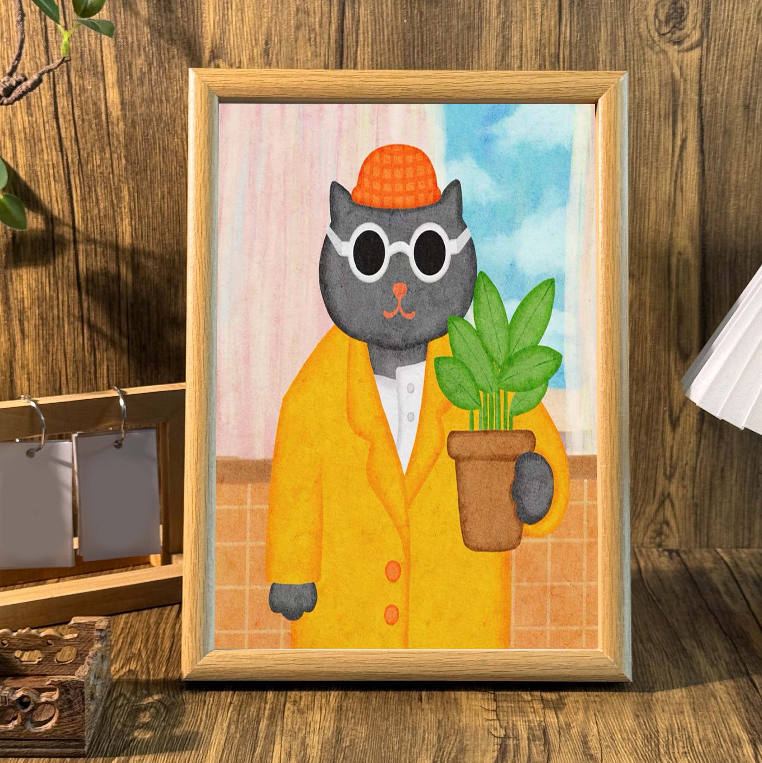 艺术画北欧风客厅装饰画小众极简玄关相框摆台沙发背景墙猫猫挂画,家居饰品,相框/画框,淘宝优惠券,粉丝福利购,淘宝优惠卷