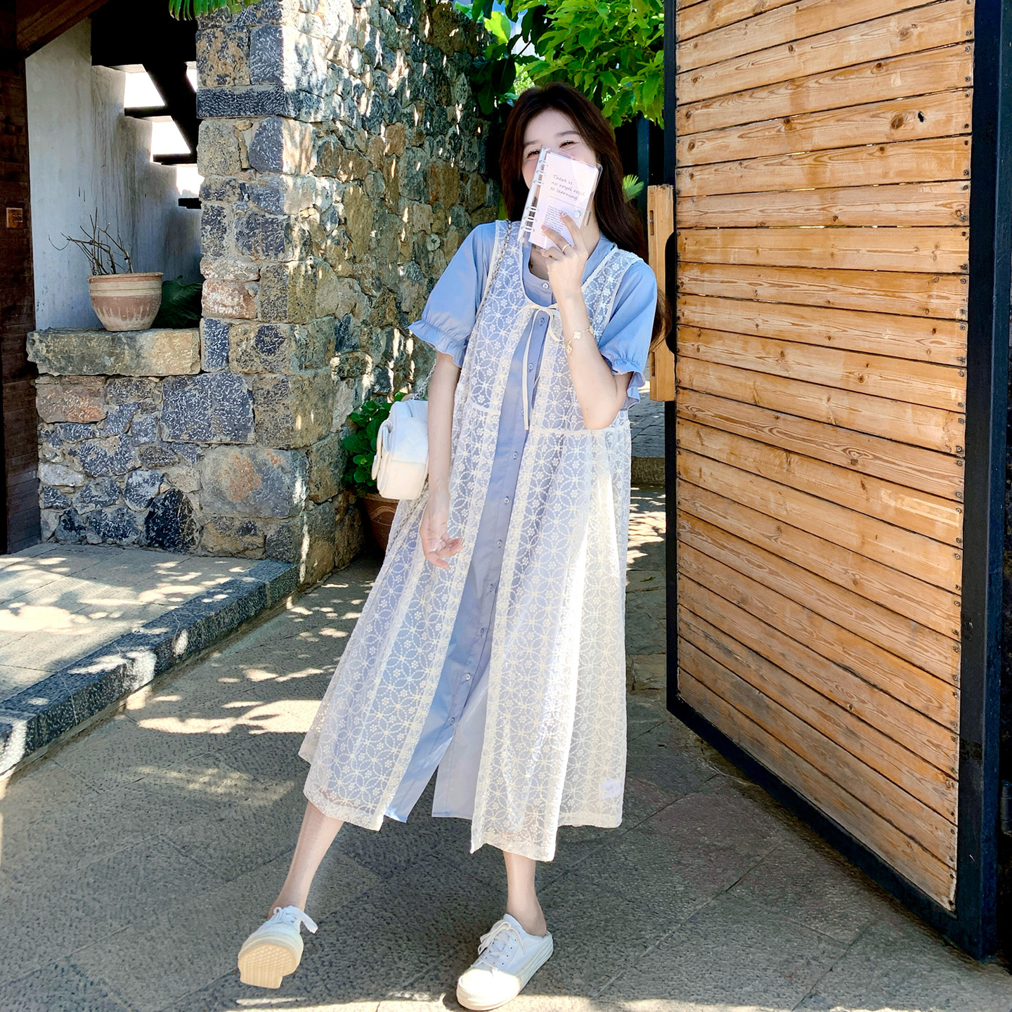 镂空罩衫蕾丝连衣裙套装女2025年新款夏装搭配一整套衬衫裙两件套
