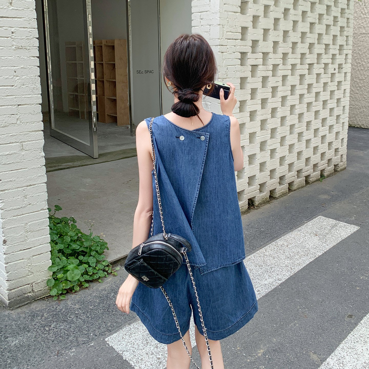 复古设计感牛仔套装女2025夏季新款小个子休闲减龄背心短裤两件套