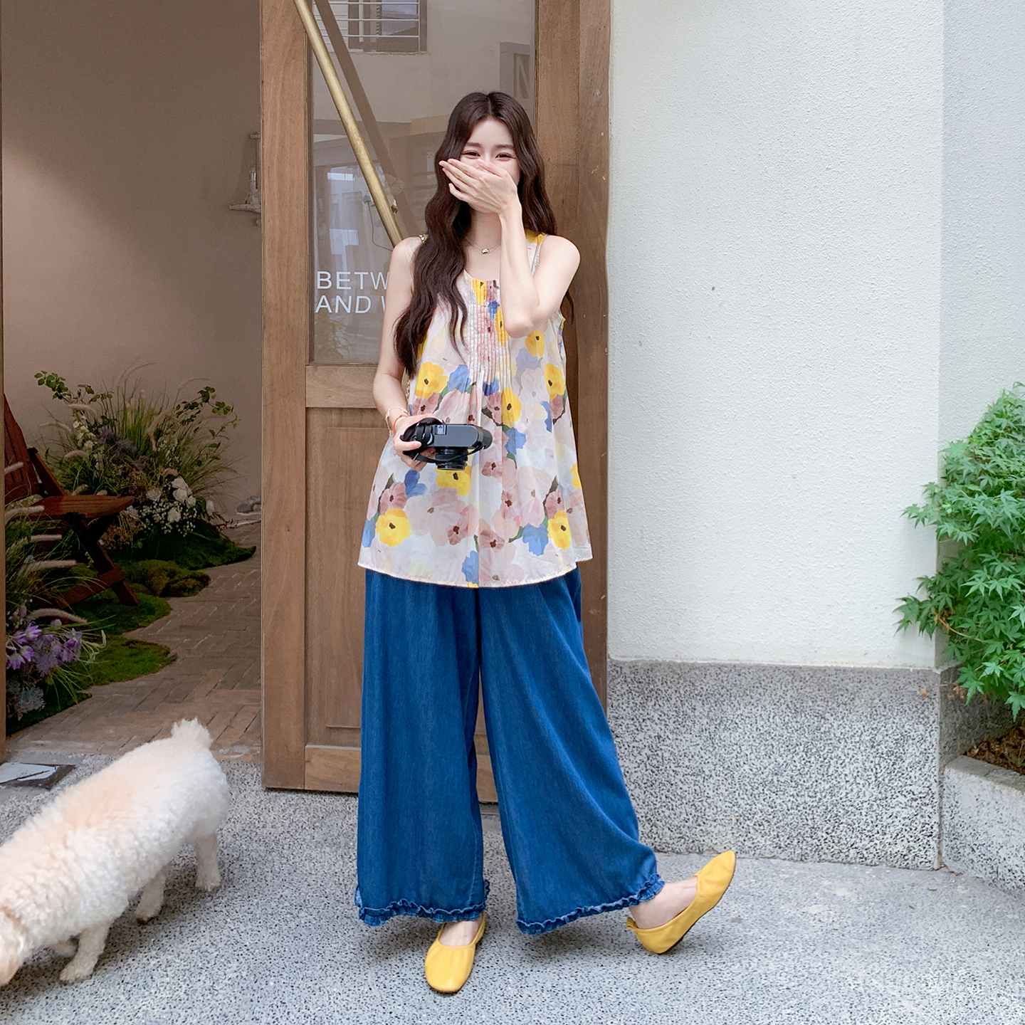 海边度假风印花背心套装女2025夏季新款显瘦无袖上衣阔腿裤两件套